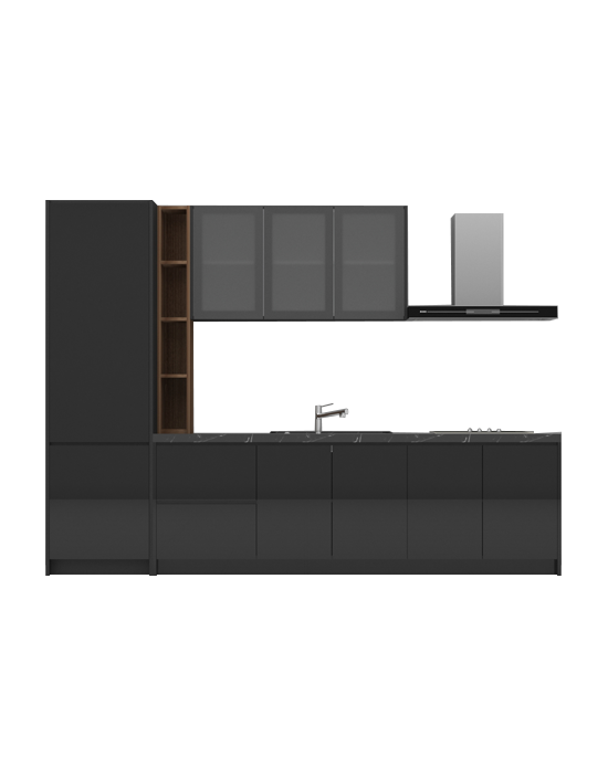 Virago A08 Glossy Black Kitchen Cabinet